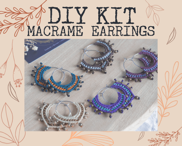 Kit DIY pendientes aro pequeños de macramé